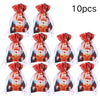 Ten reusable Christmas drawstring gift bags featuring a festive snowflake design