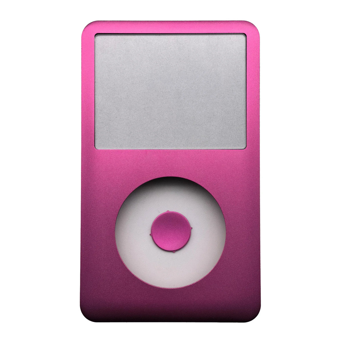 A pink iPod front faceplate with a circular replacement component visible.