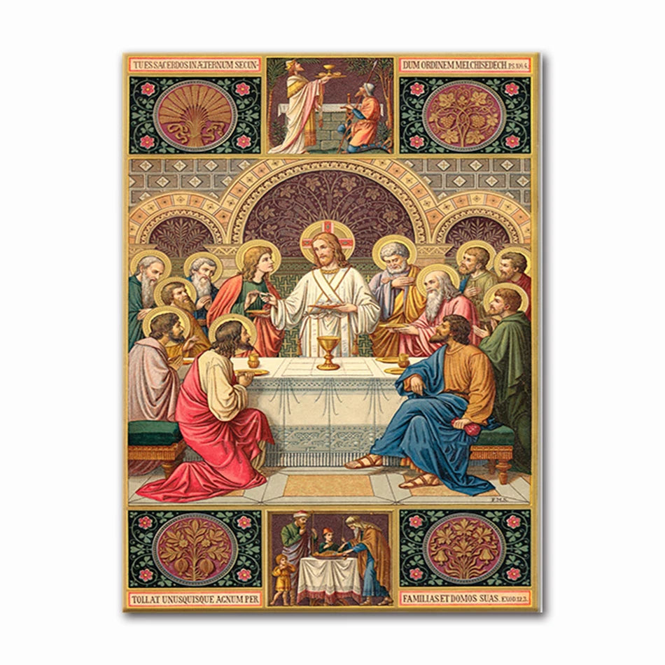 Peinture représentant la Cène avec Jésus et ses disciples.