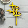 Gold acrylic birthday cake topper set with the words Happy Birthday