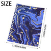 A close-up view of a reusable sticker collecting album featuring a dark blue and purple marbled design with gold accents.