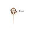 A cute brown monkey cake topper on a stick, measuring 4.5cm long.