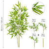 Illustration of an artificial bamboo branch with green leaves showing various parts and a magnified leaf detail.