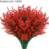 A bouquet of 12 artificial red lavender stems used for outdoor decoration.
