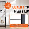 A black wire grid wall display rack showing various items, emphasizing its ability to handle a 60 lbs load.