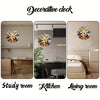 Decorative clock featuring a rustic cowboy and horse design displayed in study room, kitchen, and living room settings.