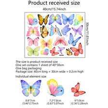 A collection of watercolor butterfly wall decals showing various sizes and colors.