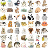 A collection of 50 assorted animal sticker designs featuring various mammals, cats, and other creatures.