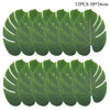 Twelve green tropical leaves for birthday decor