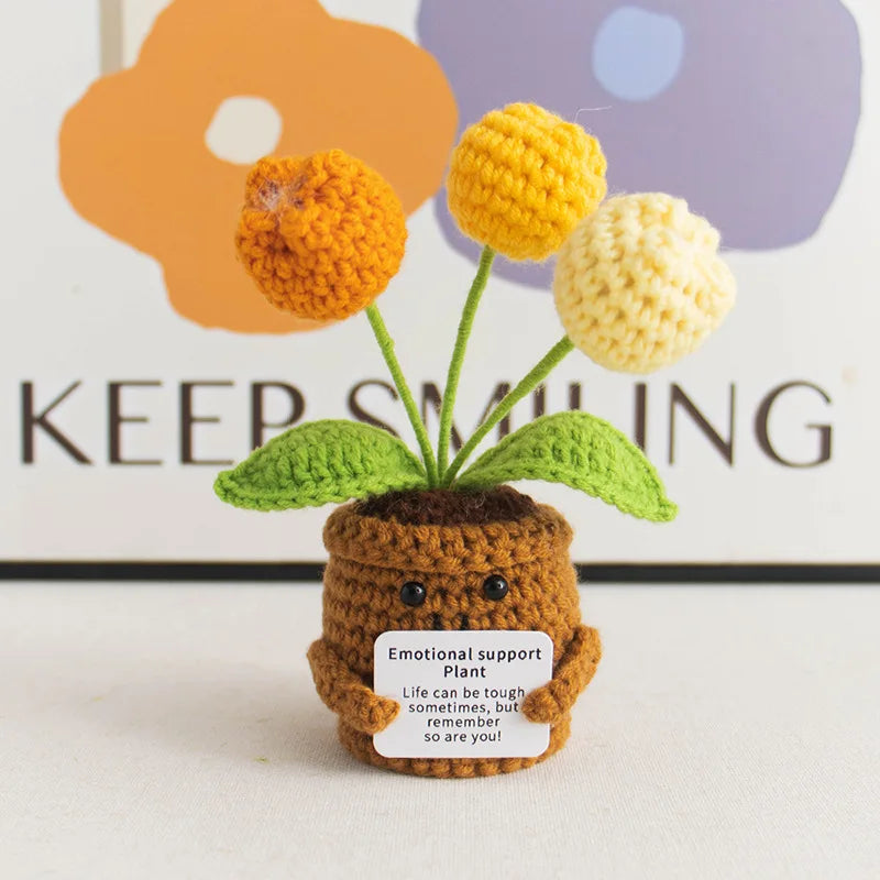 Handmade Crochet Tulip & Sunflower Potted Plant Set