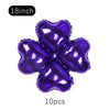 A set of ten purple heart-shaped foil balloons for party décor.