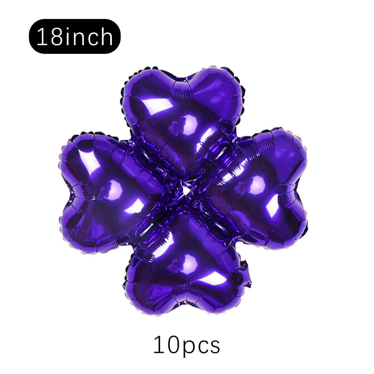 A set of ten purple heart-shaped foil balloons for party décor.