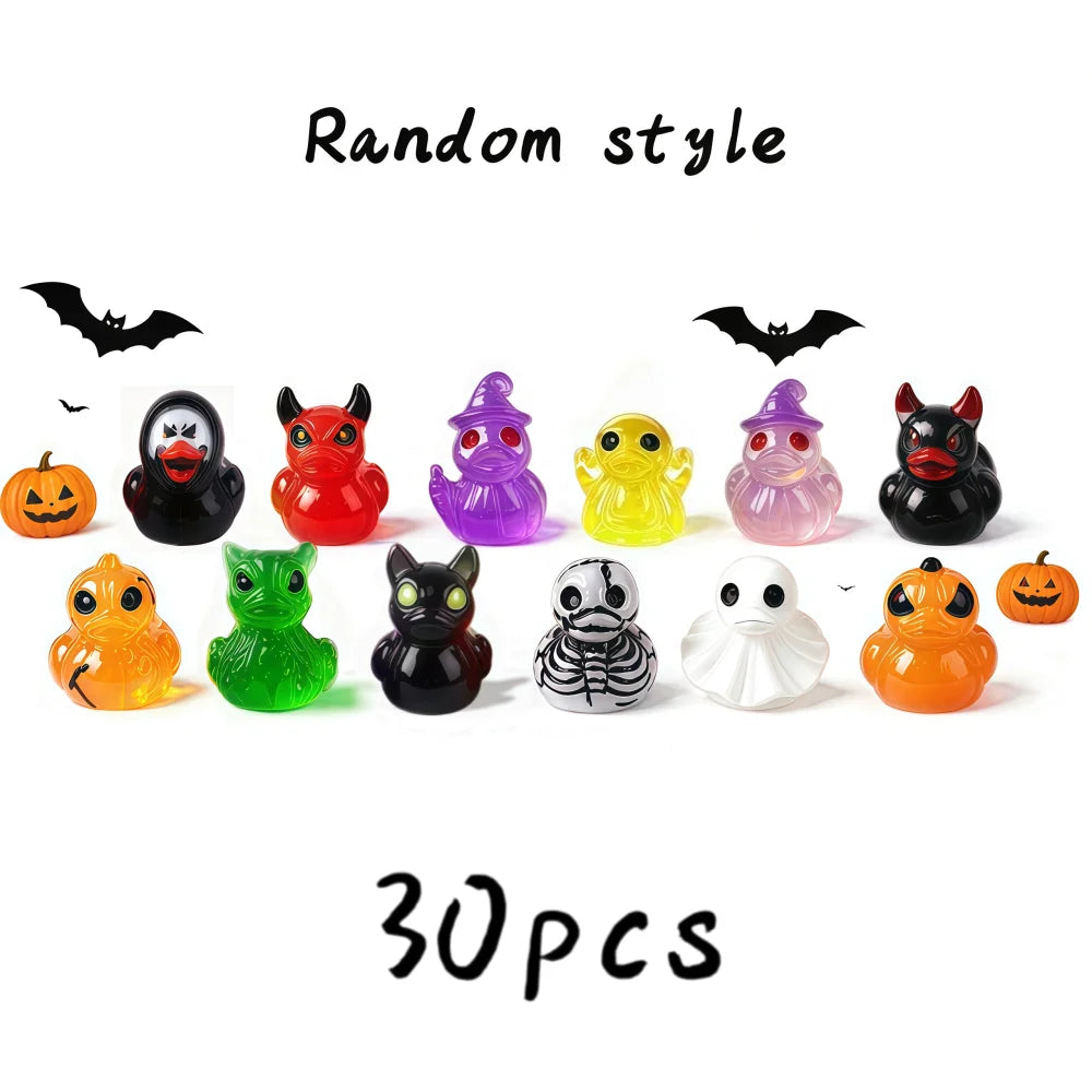 Spooky Mini Duck Figurines for Halloween Decor (Set of 10)