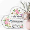 Heart-shaped acrylic keepsake plaque with pink roses and green foliage for a mother