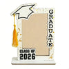 A white graduation photo frame with a black and gold design featuring a graduation cap and the text Class of 2026.