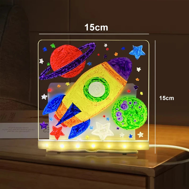 Illuminated Acrylic Drawing Board with Colorful Pens