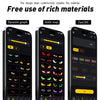 Three smartphone screens display dynamic, static, and text DIY graphics created from rich materials.