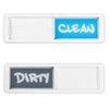 A white sign with two compartments, one labeled CLEAN in blue and the other labeled DIRTY in gray.