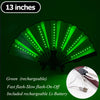 Green rechargeable LED party fan with a pleated design shown in a fan shape.