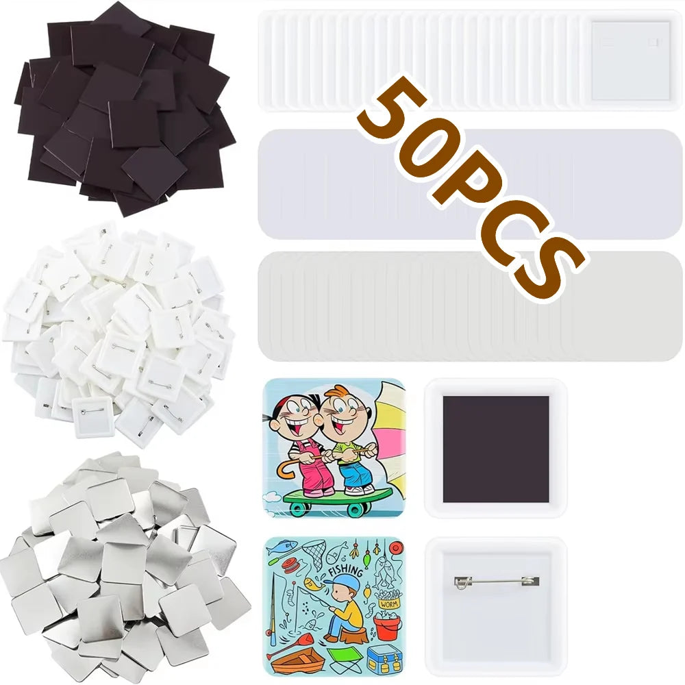 Blank Square Badge Making Kit with Magnetic Backing