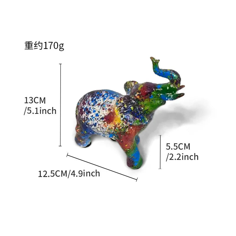 Colorful Elephant Resin Figurine for Home Decor