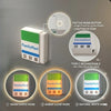 A FamilyMart mini LED rechargeable fridge magnet sign showing three modes: Warm White, Amber Glow, and Natural White.