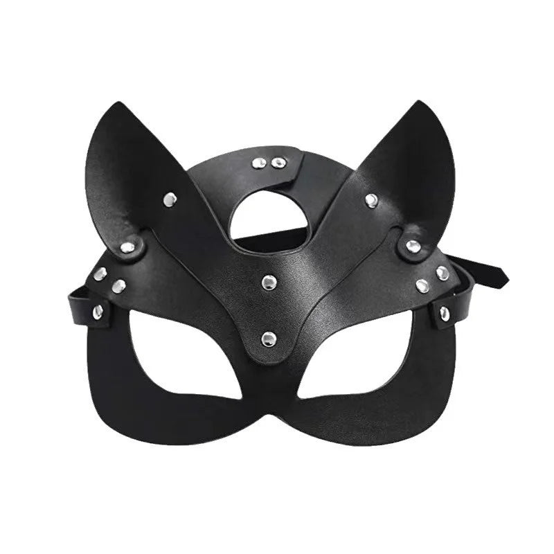 Black elegant fox masquerade mask with adjustable strap