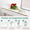 Diagram showing four steps for making a flower arrangement using a spiral stem holder