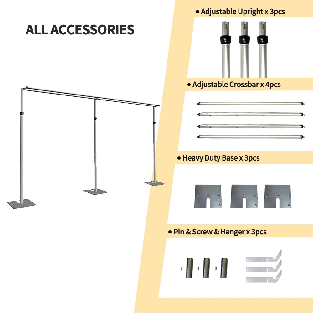 Telescopic Aluminum Backdrop Stand with Crossbar