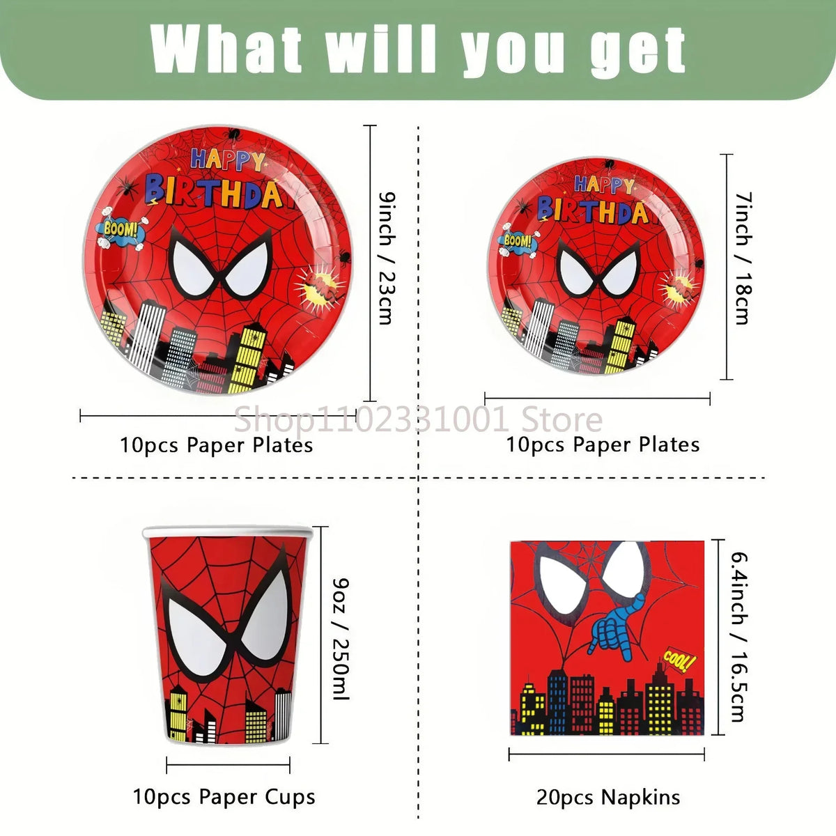 Superhero Birthday Party Tableware and Decoration Kit