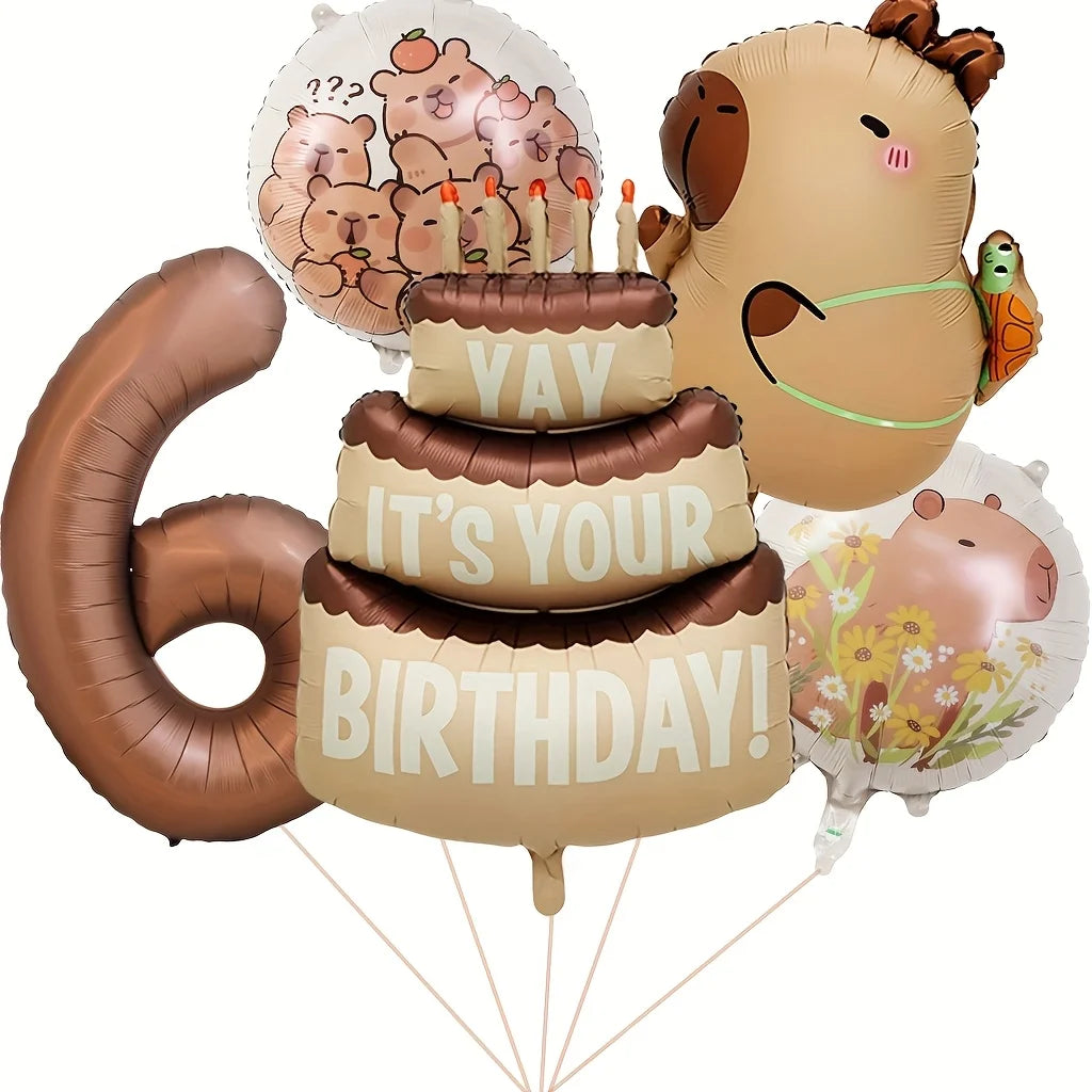 Capybara Cartoon Foil Balloon Set for Birthday Parties