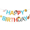 A pennant banner spelling out HAPPY BIRTHDAY with various colorful decorations and elements.