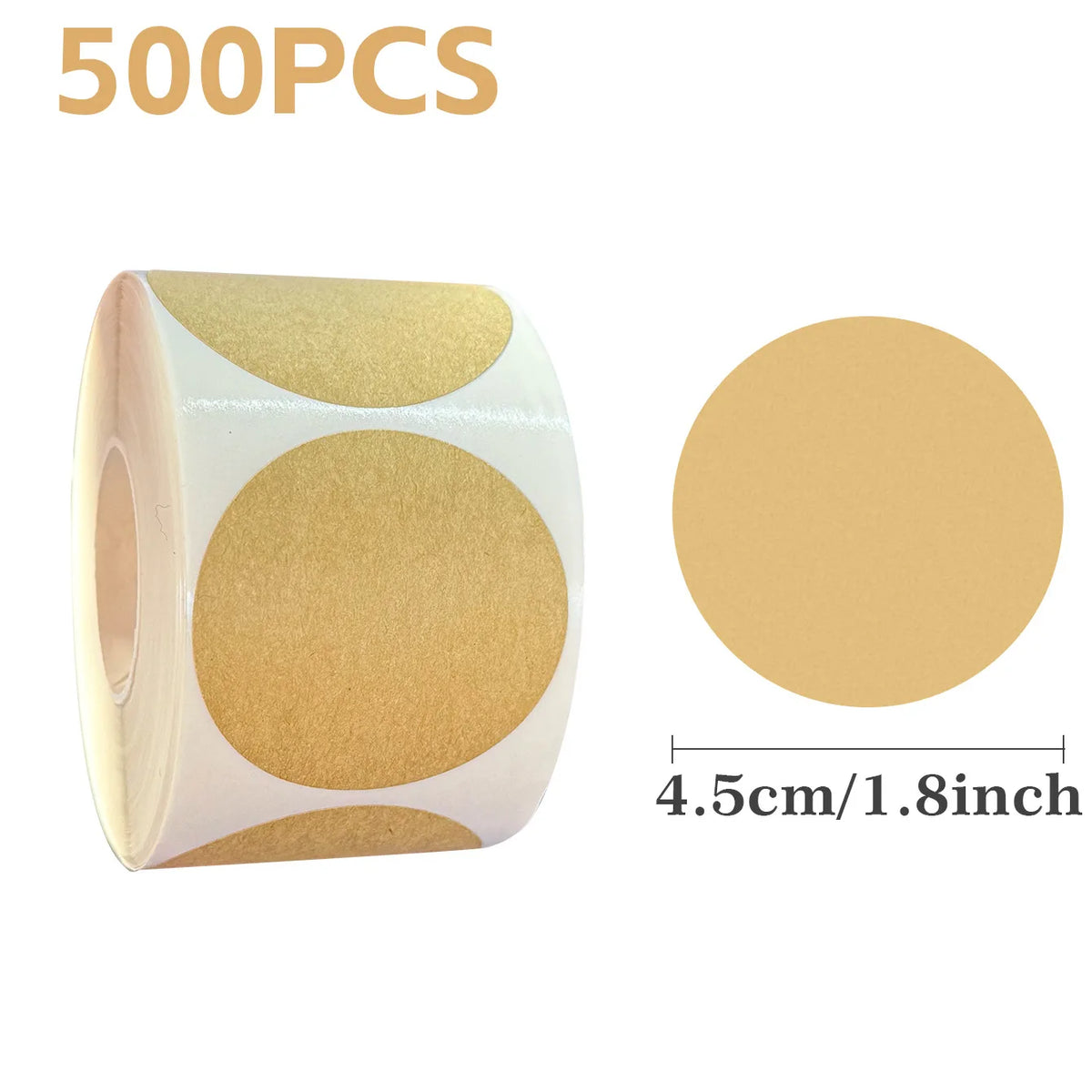 Roll of kraft paper seal labels with a light tan color and a diameter of 4.5cm
