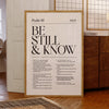 A framed canvas print displaying Psalm 46 from the NKJV scripture text.