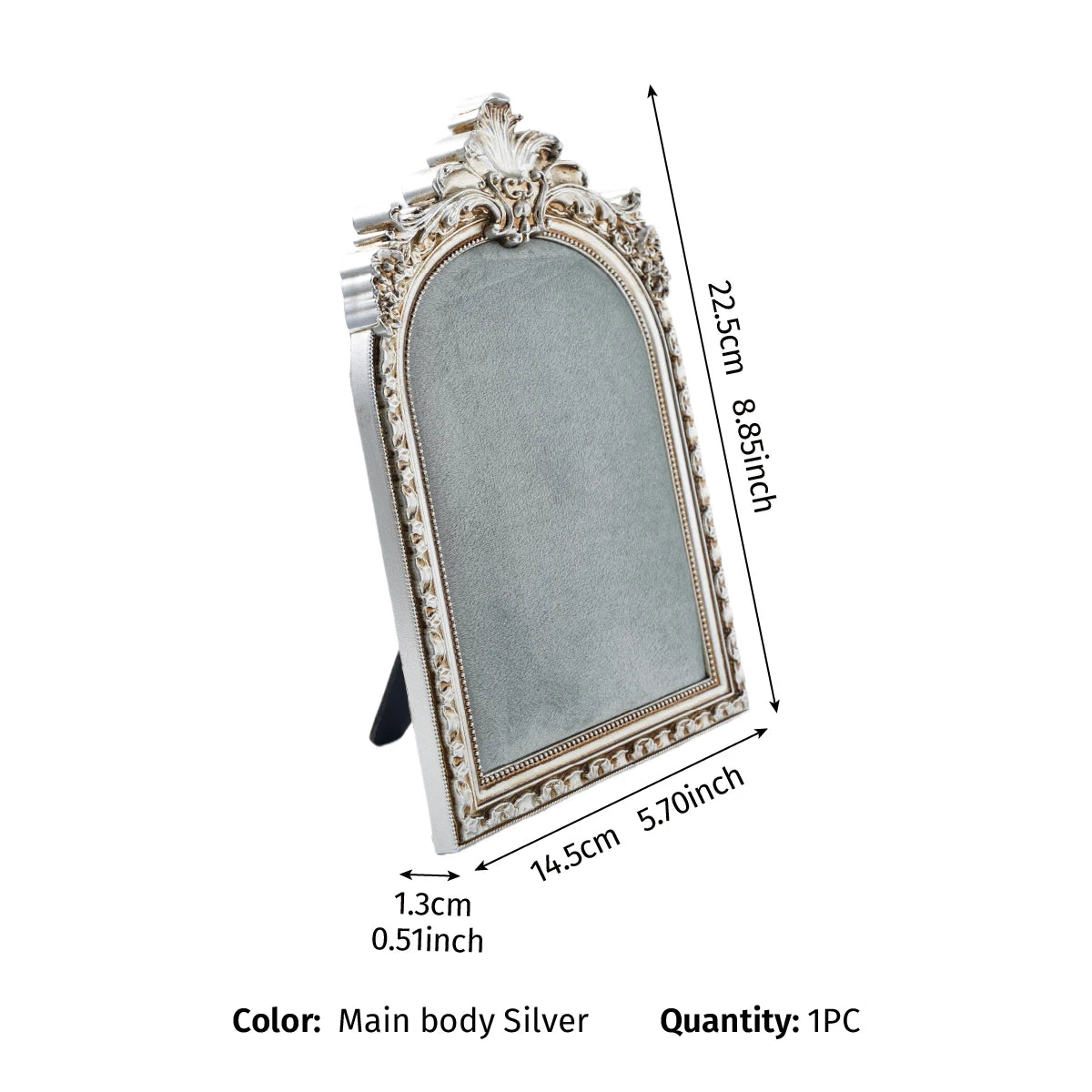 European-Style Velvet Jewelry Display Stand with Silver-Plated Floral Detail
