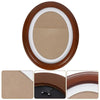 An elegant oval wooden wall photo frame with a light brown insert and a dark brown border.