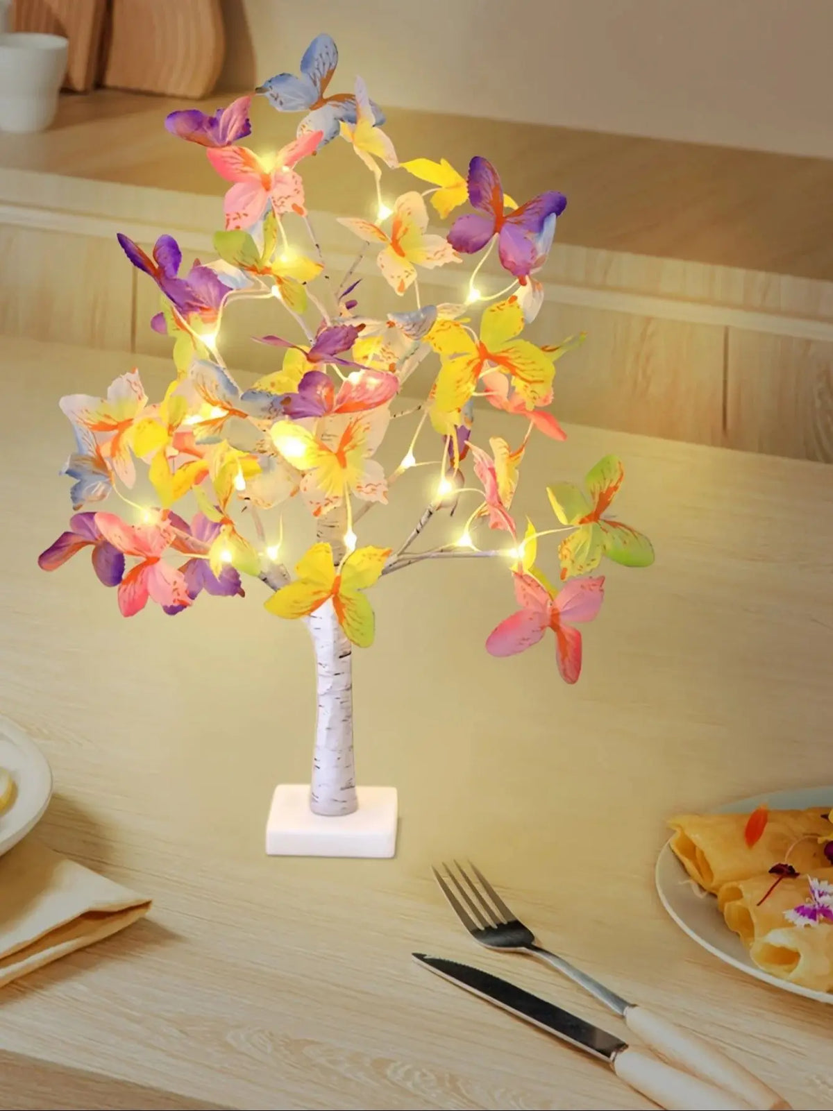 Butterfly Flower Tree Lamp with Warm Glow