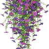 Vigne de glycine en rotin artificiel avec des fleurs violettes et roses pour décoration intérieure ou extérieure.