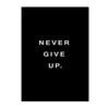 Black canvas art print featuring the motivational quote Never Give Up.