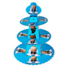 A set of blue baby boss themed party decorations and disposable tableware featuring various baby figures.