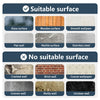 A comparison chart showing suitable and unsuitable surfaces for decorative kitchen wall stickers.