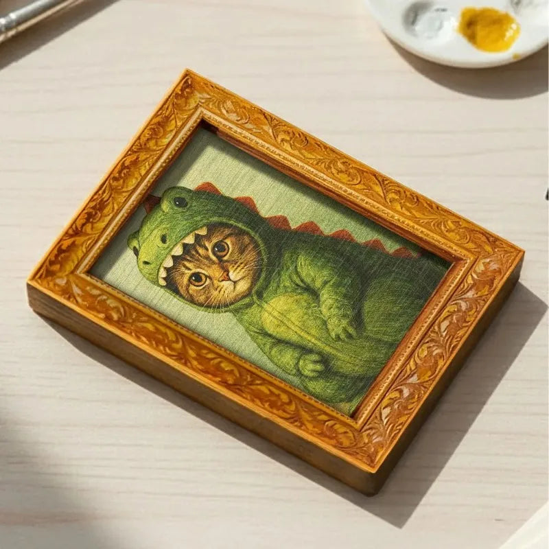Vintage Cat in Dinosaur Costume Fridge Magnet
