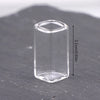 A clear glass vase or bottle with a cylindrical shape, measuring 2.1 cm (0.83 in).