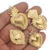 Gold Sacred Heart Charms for Jewelry Making
