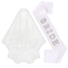 Accessoire de mariage en perle blanche : bandeau, diadème et voile.