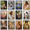 A collection of paintings depicting scenes from the Holy Family Bible reading, including Mary, Joseph, and the infant Jesus.