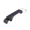 Black aluminum bottle opener keychain set with a split design.
