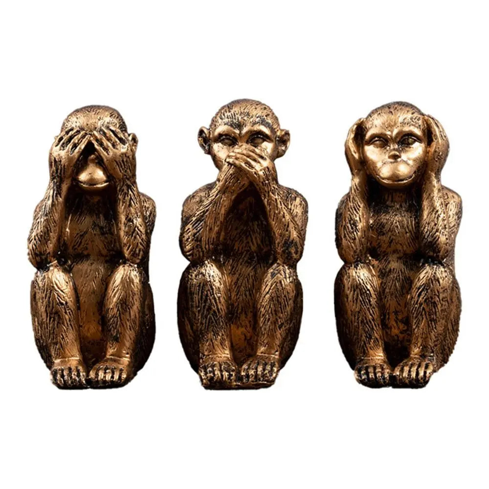 Three Wise Monkeys Resin Figurine Set