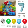 A colorful latex balloon garland kit featuring balloons in blue, green, yellow, and red colors.