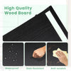 A close-up view of a black, high-quality wood board demonstrating waterproof, stain resistant, and anti-scratch properties.